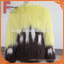 Knitted raccoon fur coat